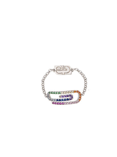 paper clip silver rainbow ring rodio