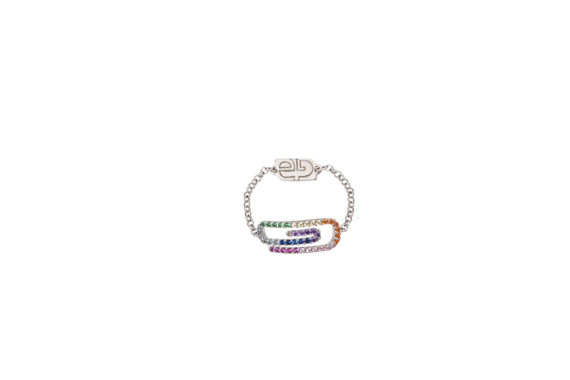 paper clip silver rainbow ring rodio