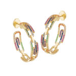Silver Paper Clip Rainbow Hoops Earrings