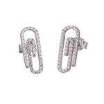 Silver Paper Clip  Studs Earrings