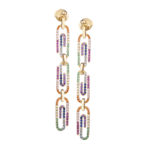 Silver Paper Clip Rainbow Drop Earrings
